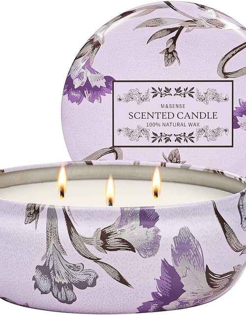 Load image into Gallery viewer, M&amp;SENSE Soy Scented Candles for Home 12oz, 3 Wick Highly Scented 40 Hours Long Lasting, Pomegranate Scented Portable Tin Candles for Travel, Spa, Bath, Yoga
