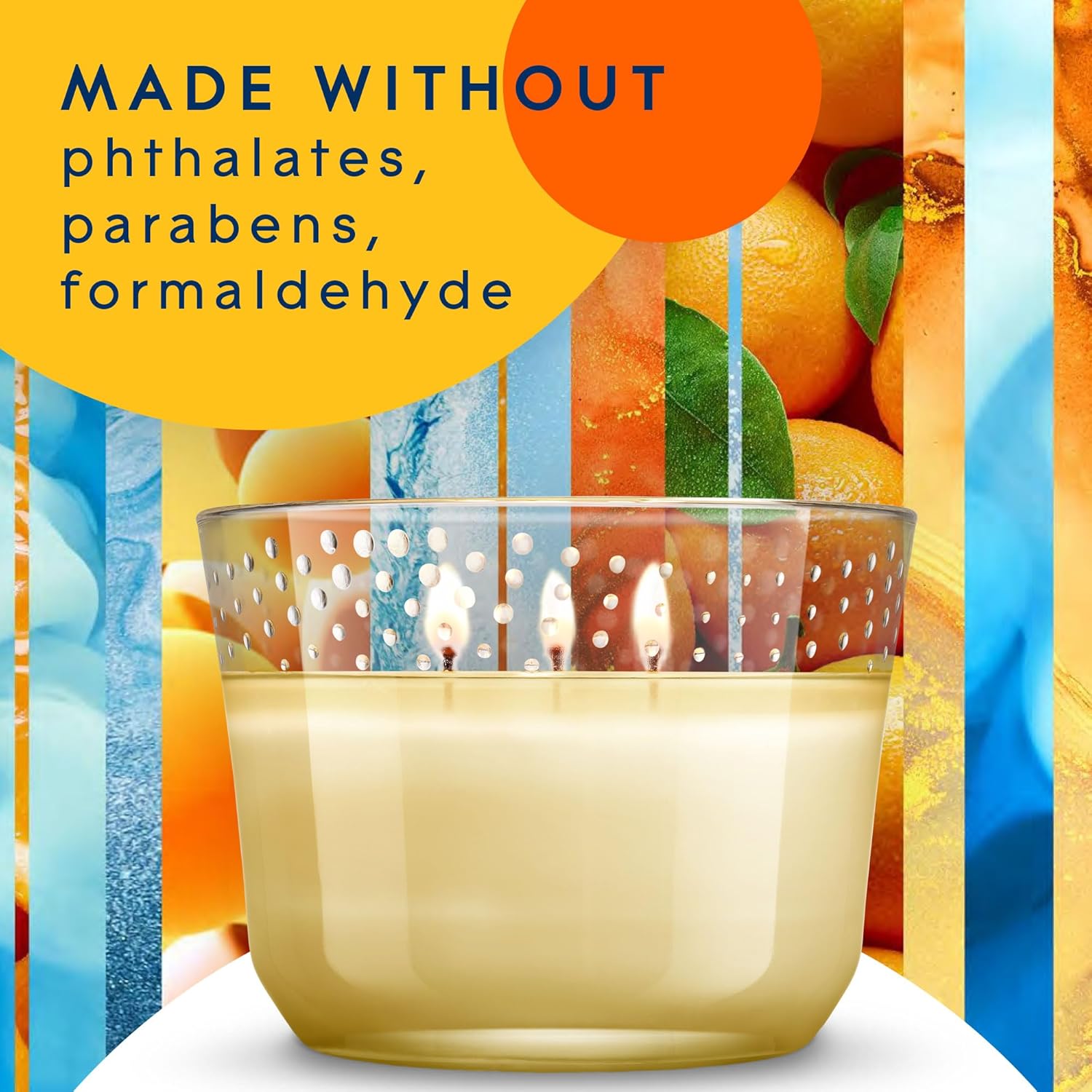 Glade Scented 3-Wick Candle Jar, Coastal Sunshine Citrus, Fragrance Infused with Essential Oils, 6.8 oz