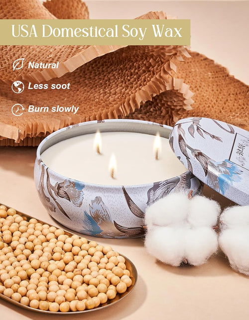 Load image into Gallery viewer, M&amp;SENSE Soy Scented Candles for Home 12oz, 3 Wick Highly Scented 40 Hours Long Lasting, Pomegranate Scented Portable Tin Candles for Travel, Spa, Bath, Yoga
