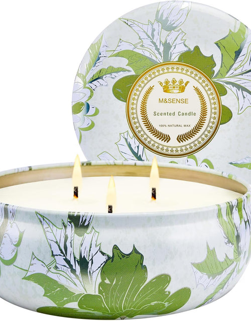 Load image into Gallery viewer, M&amp;SENSE Soy Scented Candles for Home 12oz, 3 Wick Highly Scented 40 Hours Long Lasting, Pomegranate Scented Portable Tin Candles for Travel, Spa, Bath, Yoga
