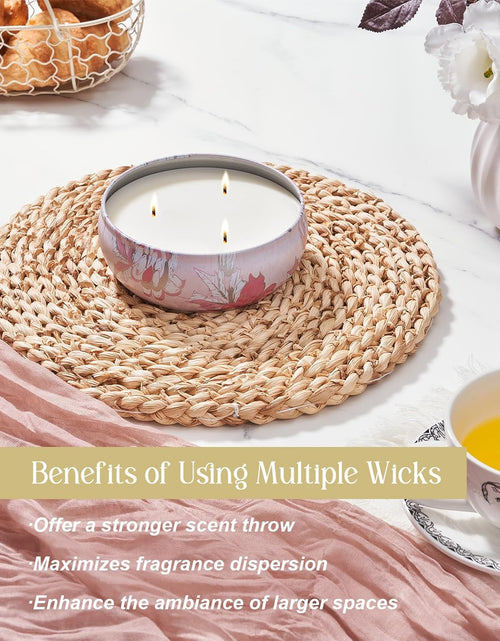 Load image into Gallery viewer, M&amp;SENSE Soy Scented Candles for Home 12oz, 3 Wick Highly Scented 40 Hours Long Lasting, Pomegranate Scented Portable Tin Candles for Travel, Spa, Bath, Yoga
