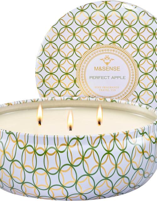 Load image into Gallery viewer, M&amp;SENSE Soy Scented Candles for Home 12oz, 3 Wick Highly Scented 40 Hours Long Lasting, Pomegranate Scented Portable Tin Candles for Travel, Spa, Bath, Yoga
