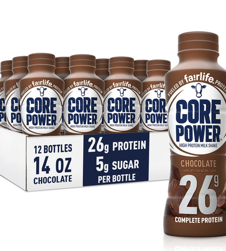Core Power Protein Shake, Chocolate, 26g Bottle, 14oz, 12 Pack