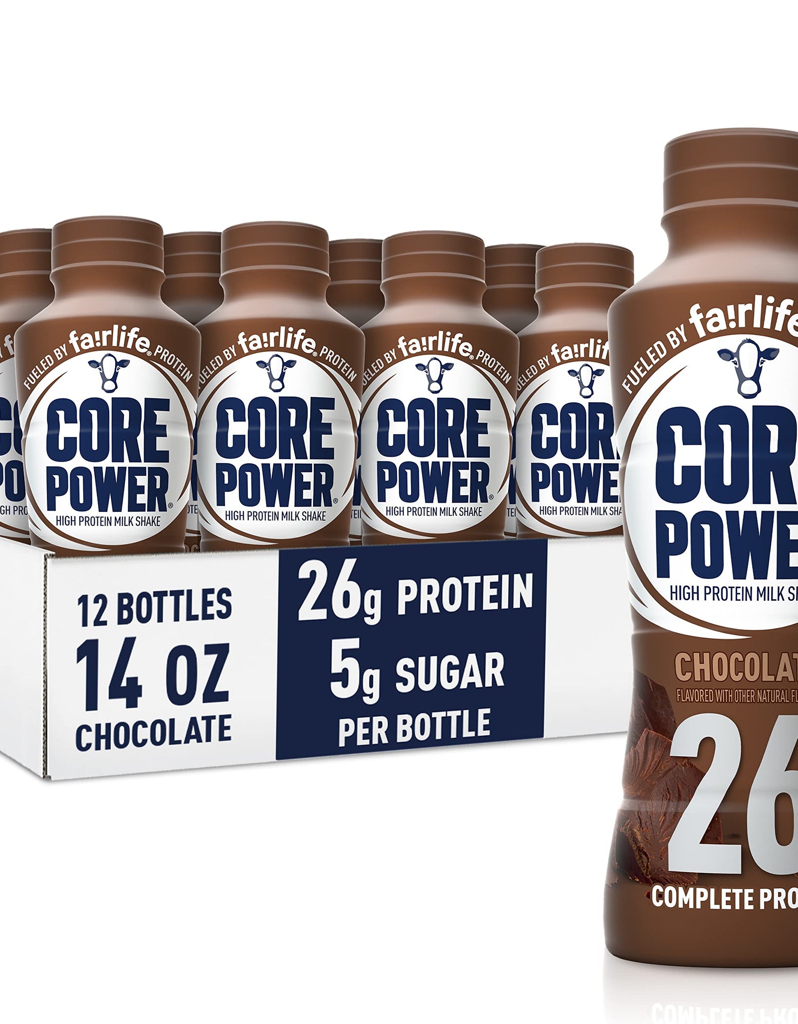 Core Power Protein Shake, Chocolate, 26g Bottle, 14oz, 12 Pack