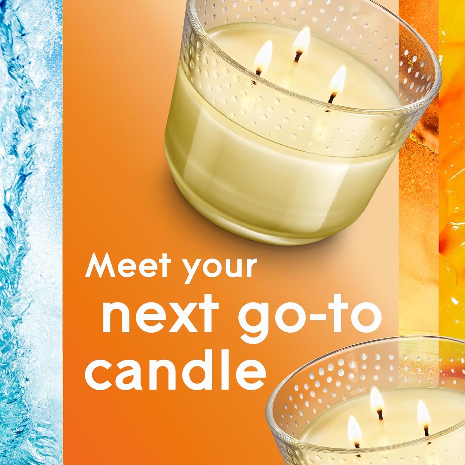 Glade Scented 3-Wick Candle Jar, Coastal Sunshine Citrus, Fragrance Infused with Essential Oils, 6.8 oz