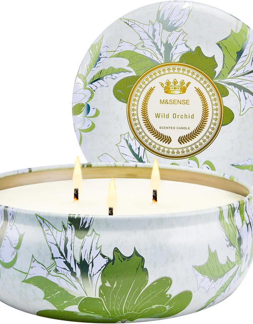 Load image into Gallery viewer, M&amp;SENSE Soy Scented Candles for Home 12oz, 3 Wick Highly Scented 40 Hours Long Lasting, Pomegranate Scented Portable Tin Candles for Travel, Spa, Bath, Yoga
