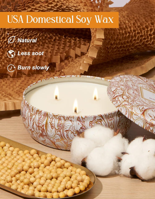 Load image into Gallery viewer, M&amp;SENSE Soy Scented Candles for Home 12oz, 3 Wick Highly Scented 40 Hours Long Lasting, Pomegranate Scented Portable Tin Candles for Travel, Spa, Bath, Yoga
