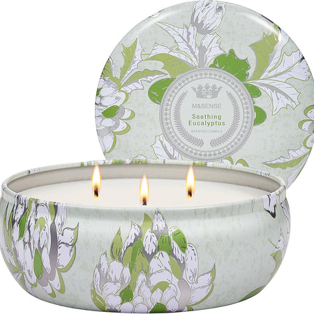 M&SENSE Soy Scented Candles for Home 12oz, 3 Wick Highly Scented 40 Hours Long Lasting, Pomegranate Scented Portable Tin Candles for Travel, Spa, Bath, Yoga