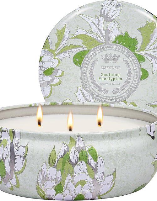Load image into Gallery viewer, M&amp;SENSE Soy Scented Candles for Home 12oz, 3 Wick Highly Scented 40 Hours Long Lasting, Pomegranate Scented Portable Tin Candles for Travel, Spa, Bath, Yoga
