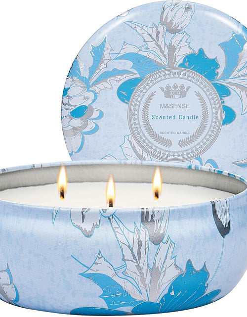 Load image into Gallery viewer, M&amp;SENSE Soy Scented Candles for Home 12oz, 3 Wick Highly Scented 40 Hours Long Lasting, Pomegranate Scented Portable Tin Candles for Travel, Spa, Bath, Yoga
