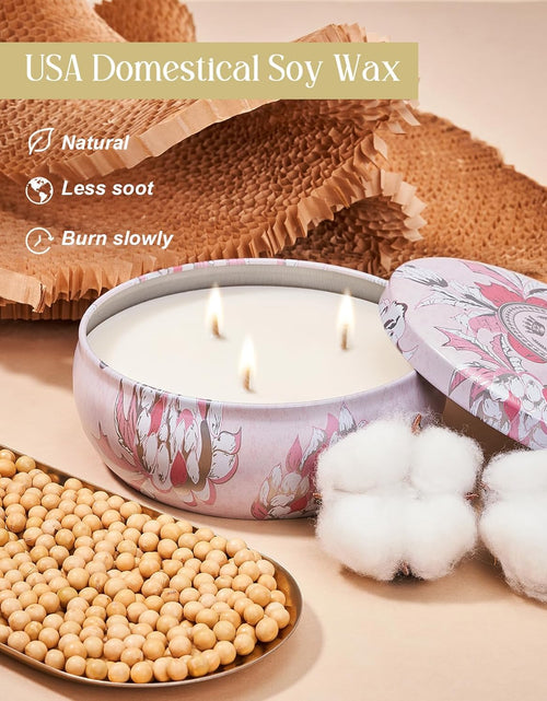 Load image into Gallery viewer, M&amp;SENSE Soy Scented Candles for Home 12oz, 3 Wick Highly Scented 40 Hours Long Lasting, Pomegranate Scented Portable Tin Candles for Travel, Spa, Bath, Yoga
