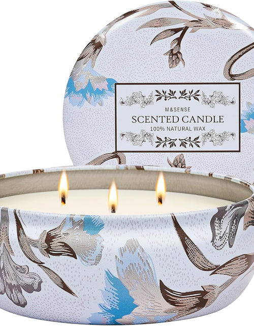 Load image into Gallery viewer, M&amp;SENSE Soy Scented Candles for Home 12oz, 3 Wick Highly Scented 40 Hours Long Lasting, Pomegranate Scented Portable Tin Candles for Travel, Spa, Bath, Yoga
