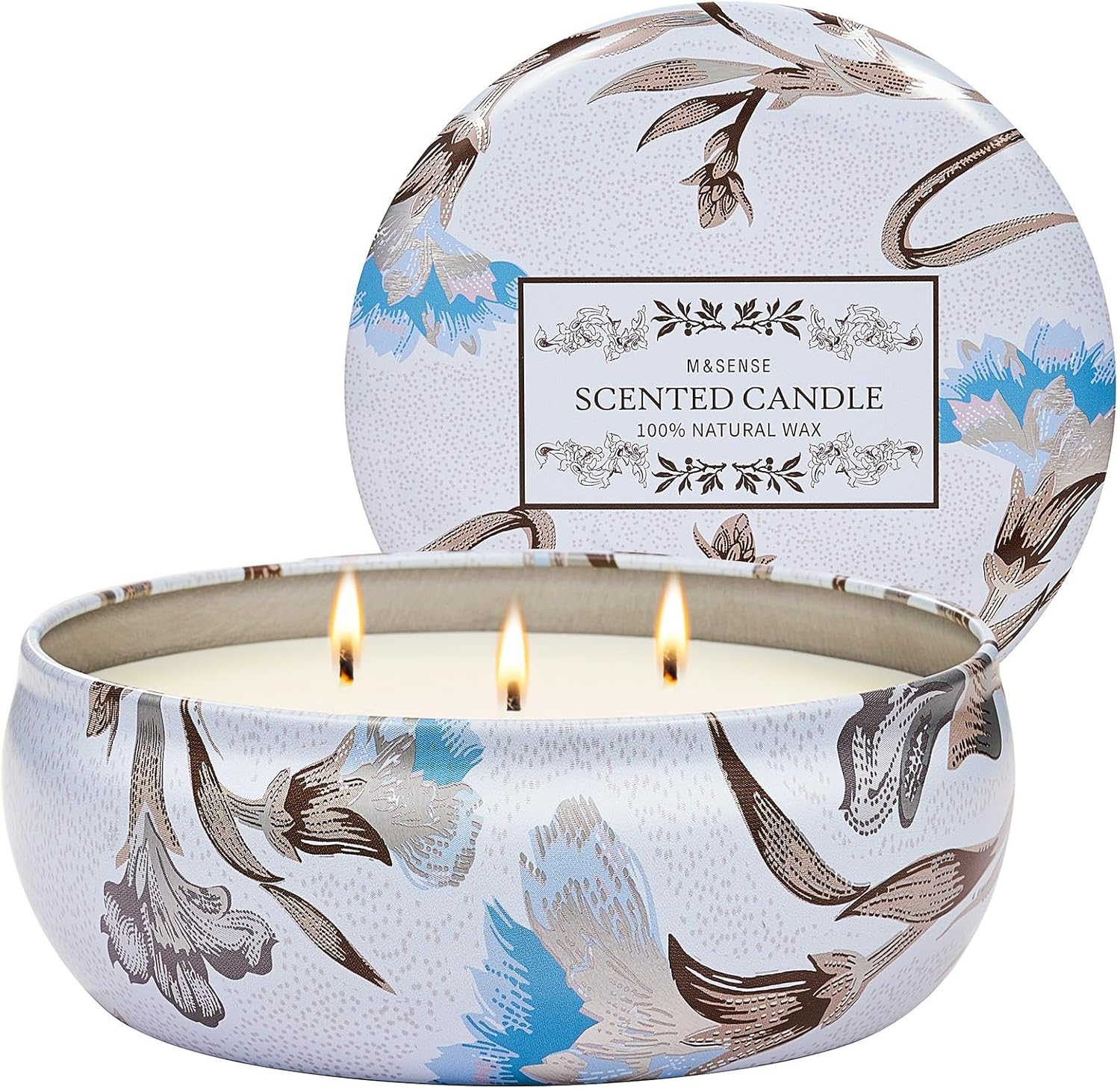 M&SENSE Soy Scented Candles for Home 12oz, 3 Wick Highly Scented 40 Hours Long Lasting, Pomegranate Scented Portable Tin Candles for Travel, Spa, Bath, Yoga