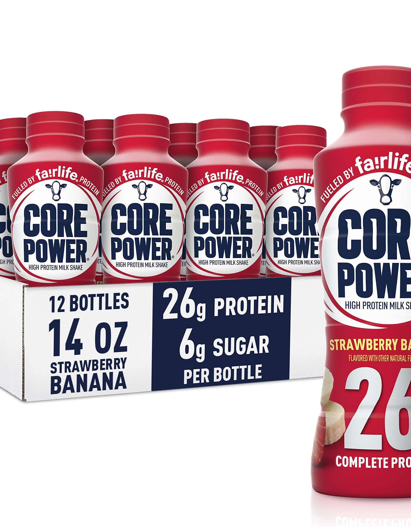 Core Power Protein Shake, Chocolate, 26g Bottle, 14oz, 12 Pack