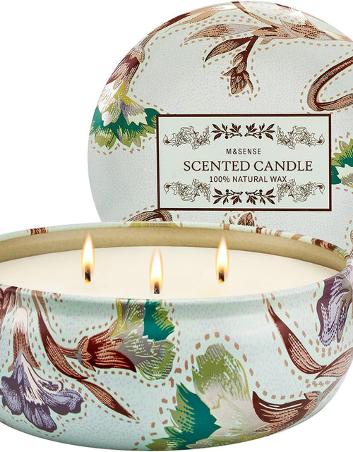 Load image into Gallery viewer, M&amp;SENSE Soy Scented Candles for Home 12oz, 3 Wick Highly Scented 40 Hours Long Lasting, Pomegranate Scented Portable Tin Candles for Travel, Spa, Bath, Yoga

