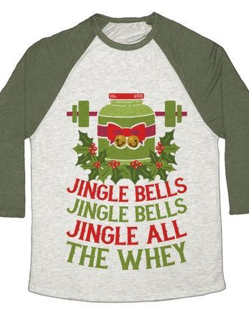 Load image into Gallery viewer, JINGLE BELLS, JINGLE BELLS, JINGLE ALL the WHEY UNISEX TRI-BLEND BASEBALL TEE
