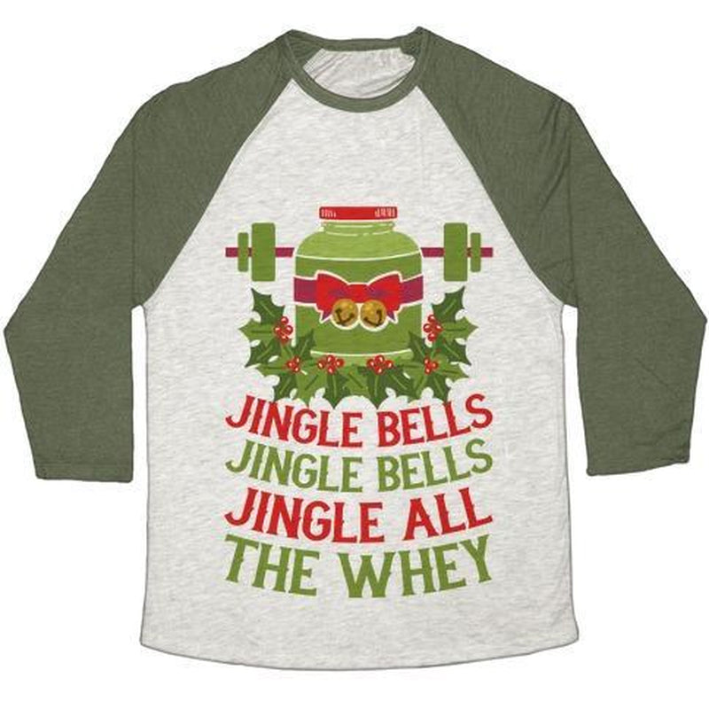 JINGLE BELLS, JINGLE BELLS, JINGLE ALL the WHEY UNISEX TRI-BLEND BASEBALL TEE