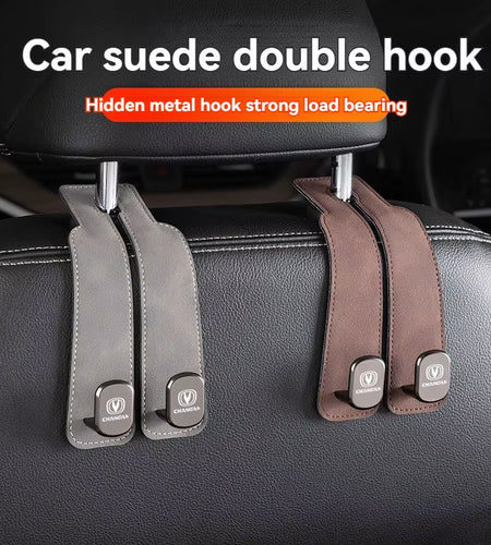 Luxury Suede Double Hook Organizer – Premium Rear Seat Backrest Hook for Changan CS Series & Eado