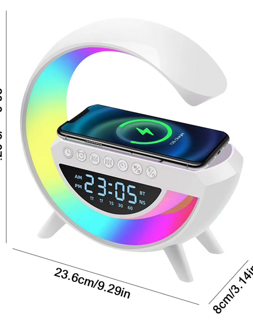 Load image into Gallery viewer, Glowsound Bluetooth Speaker &amp; Wireless Charger – 13 Light Modes, Alarm Clock &amp; G-Shaped Lamp for Home &amp; Office
