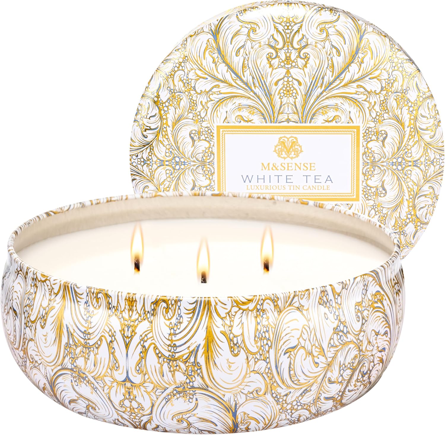 M&SENSE Soy Scented Candles for Home 12oz, 3 Wick Highly Scented 40 Hours Long Lasting, Pomegranate Scented Portable Tin Candles for Travel, Spa, Bath, Yoga