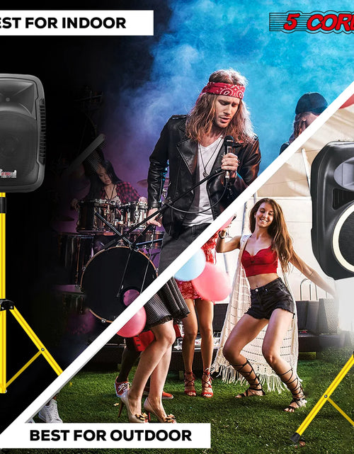 Load image into Gallery viewer, 5Core Speaker Stand Tripod Tall Adjustable 72 Inch DJ Pole Mount Studio Monitor Stands Yellow 1 PK
