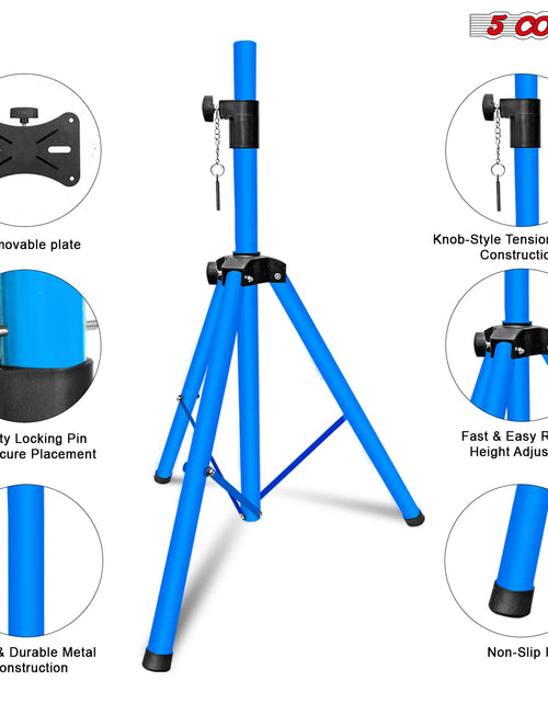 Load image into Gallery viewer, 5 Core Speaker Stand Tripod Floor Adjustable up to 48 Inch DJ Studio Monitor Stands Pole Mount Pair SKY BLUE

