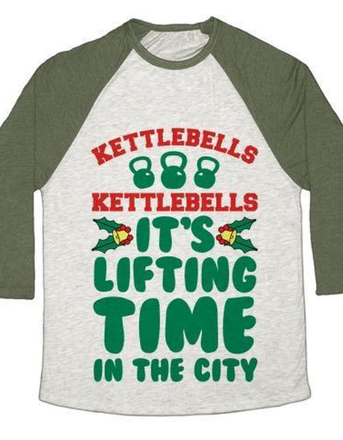 Load image into Gallery viewer, KETTLEBELLS KETTLEBELLS IT&#39;S LIFTING TIME in the CITY UNISEX TRI-BLEND BASEBALL TEE
