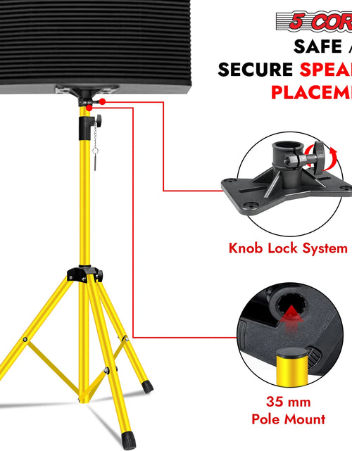 Load image into Gallery viewer, 5Core Speaker Stand Tripod Tall Adjustable 72 Inch DJ Pole Mount Studio Monitor Stands Yellow 1 PK

