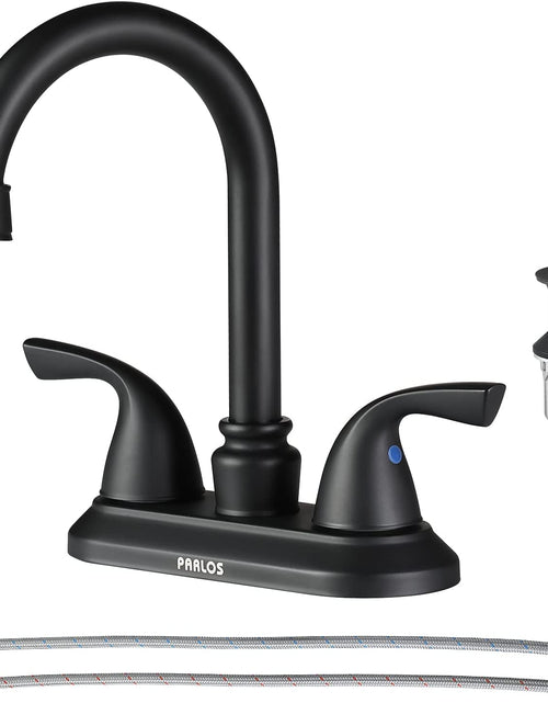 Load image into Gallery viewer, 2-Handle Bathroom Faucet with Metal Drain Assembly &amp; Supply Lines NSF Cupc Certified, Matte Black, 1359104
