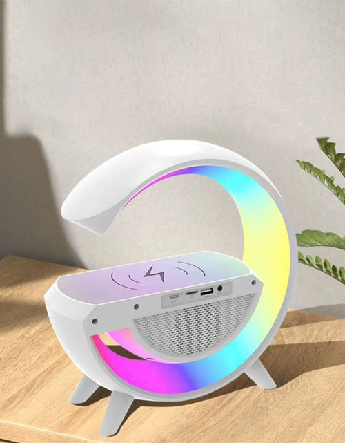 Load image into Gallery viewer, Glowsound Bluetooth Speaker &amp; Wireless Charger – 13 Light Modes, Alarm Clock &amp; G-Shaped Lamp for Home &amp; Office
