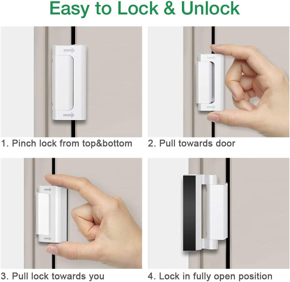 Home Security Door Reinforcement Lock - Upgraded Safety Childproof Locks Hardware for Inward Swinging Door , Extra Night Add a inside Withstands 800Lbs Deadbolt Latch , Guard Bedroom Patio