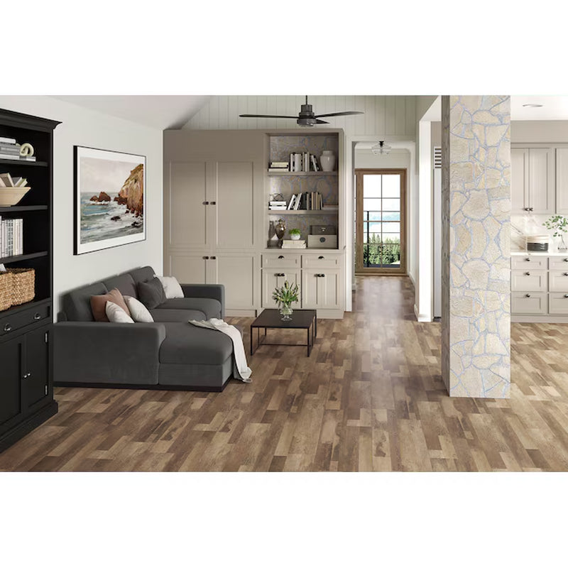 Sunflour Point Brown Wood Look 12-Mil X 7-In W X 48-In L Waterproof and Water Resistant Interlocking Luxury Vinyl Plank Flooring ( 18.78-Sq Ft Carton )