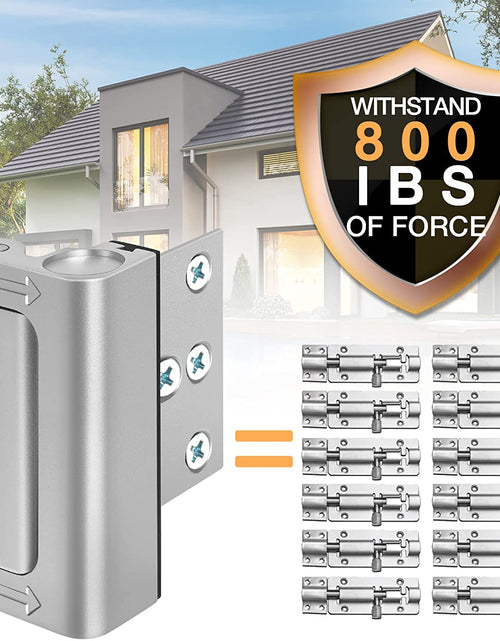 Load image into Gallery viewer, Home Security Door Reinforcement Lock - Upgraded Safety Childproof Locks Hardware for Inward Swinging Door , Extra Night Add a inside Withstands 800Lbs Deadbolt Latch , Guard Bedroom Patio

