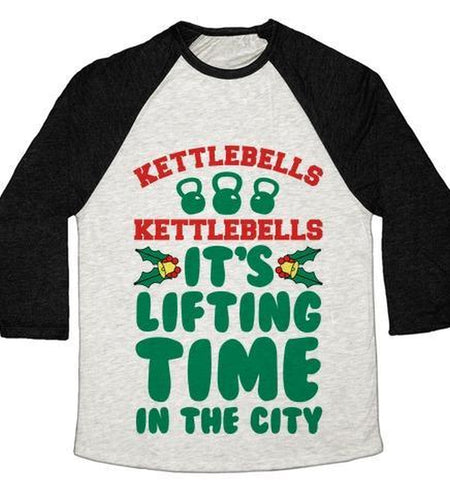 KETTLEBELLS KETTLEBELLS IT'S LIFTING TIME in the CITY UNISEX TRI-BLEND BASEBALL TEE