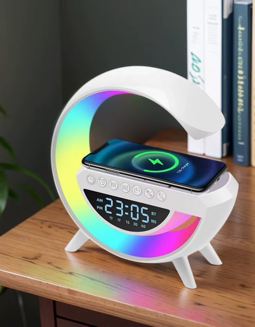Load image into Gallery viewer, Glowsound Bluetooth Speaker &amp; Wireless Charger – 13 Light Modes, Alarm Clock &amp; G-Shaped Lamp for Home &amp; Office
