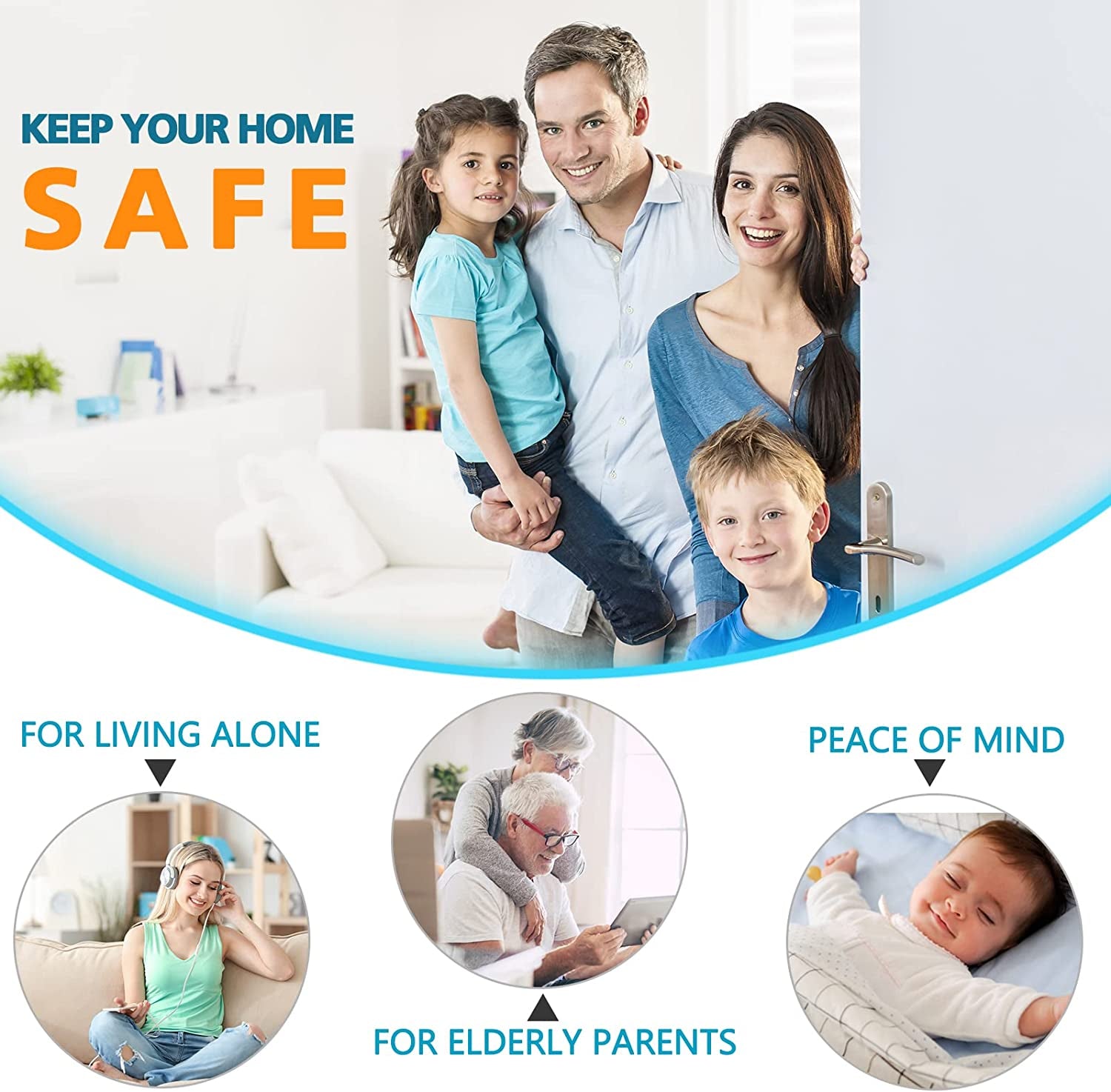 Home Security Door Reinforcement Lock - Upgraded Safety Childproof Locks Hardware for Inward Swinging Door , Extra Night Add a inside Withstands 800Lbs Deadbolt Latch , Guard Bedroom Patio