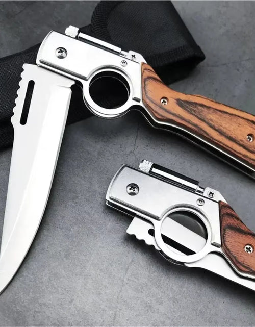 Load image into Gallery viewer, AK47 Tactical Folding Knife – Multi-Purpose Survival Blade with LED Light &amp; Nylon Sheath
