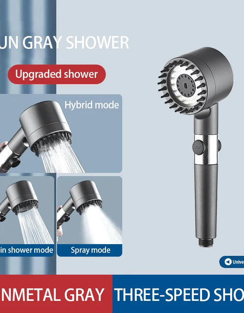 Load image into Gallery viewer, Pureflow High-Pressure Shower Head – 3-Mode Adjustable Spray with Massage Brush Filter for Ultimate Bathroom Relaxation
