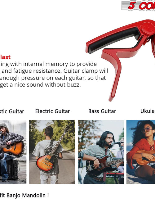 Load image into Gallery viewer, 5 Core Capo Acoustic Electric Guitar 6 String Kapo 2 Pair Quick and Easy Adjustment Classic Clip for Banjo Mandolin
