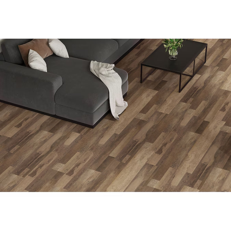 Sunflour Point Brown Wood Look 12-Mil X 7-In W X 48-In L Waterproof and Water Resistant Interlocking Luxury Vinyl Plank Flooring ( 18.78-Sq Ft Carton )