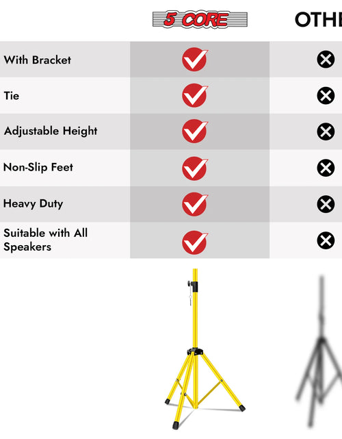 Load image into Gallery viewer, 5Core Speaker Stand Tripod Tall Adjustable 72 Inch DJ Pole Mount Studio Monitor Stands Yellow 1 PK
