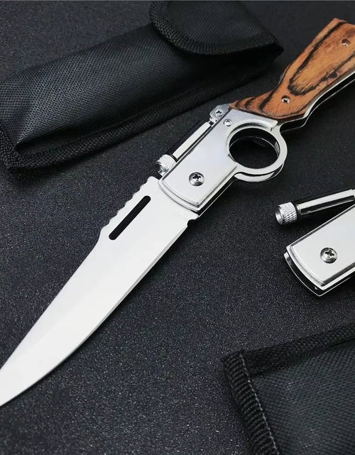 Load image into Gallery viewer, AK47 Tactical Folding Knife – Multi-Purpose Survival Blade with LED Light &amp; Nylon Sheath

