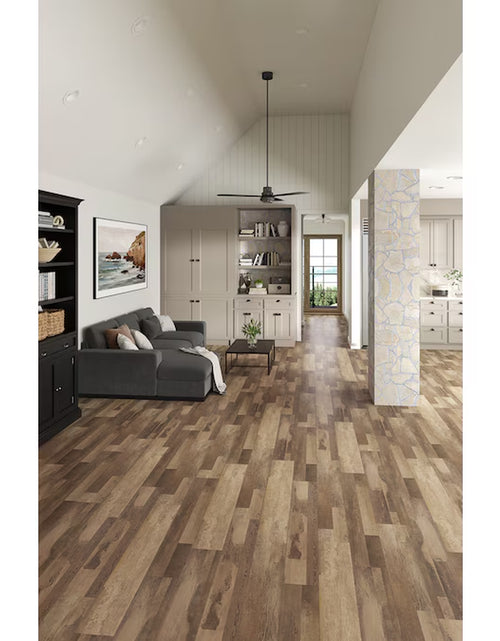 Load image into Gallery viewer, Sunflour Point Brown Wood Look 12-Mil X 7-In W X 48-In L Waterproof and Water Resistant Interlocking Luxury Vinyl Plank Flooring ( 18.78-Sq Ft Carton )
