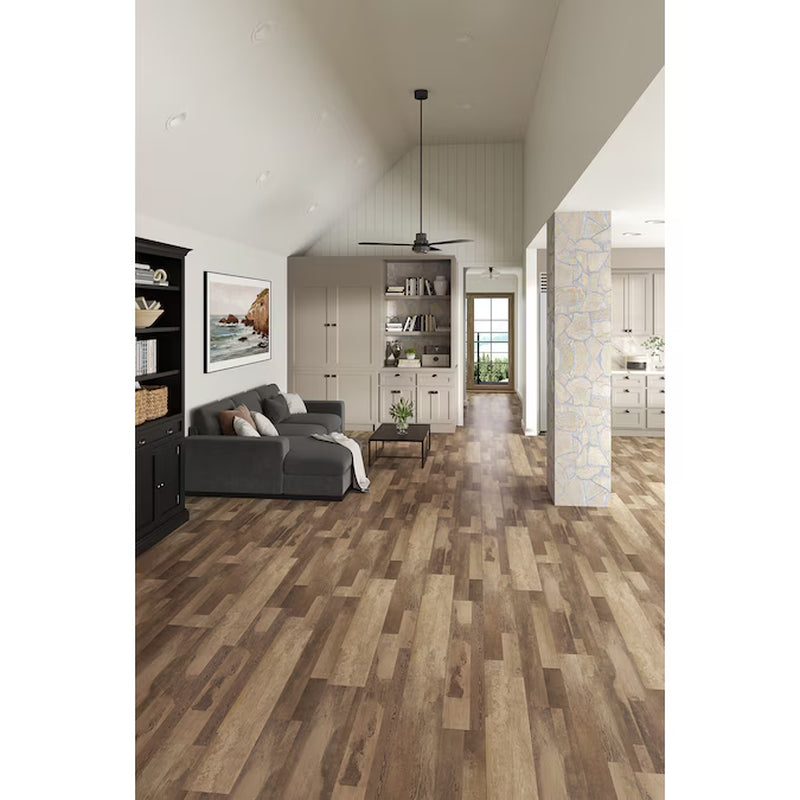 Sunflour Point Brown Wood Look 12-Mil X 7-In W X 48-In L Waterproof and Water Resistant Interlocking Luxury Vinyl Plank Flooring ( 18.78-Sq Ft Carton )